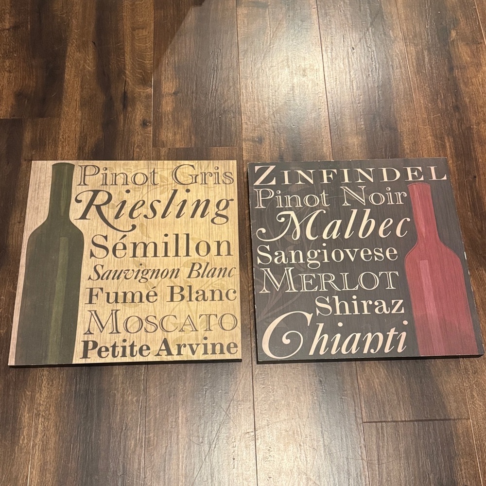 **Bundle** Set of Two Wine Themed Rustic Wall Art
